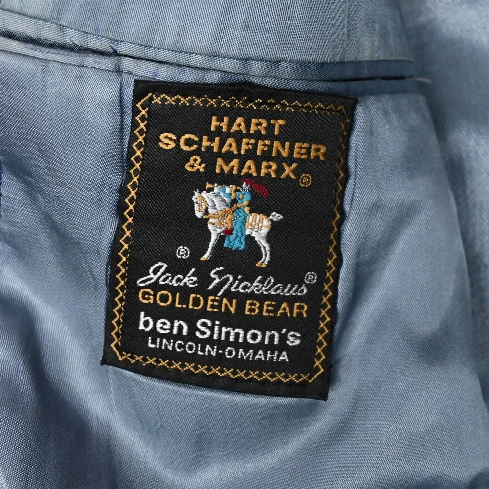 Vtg Hart Schaffner Marx Jack Nicklaus 40L Blue Gold Button Blazer Jacket‎ Coat